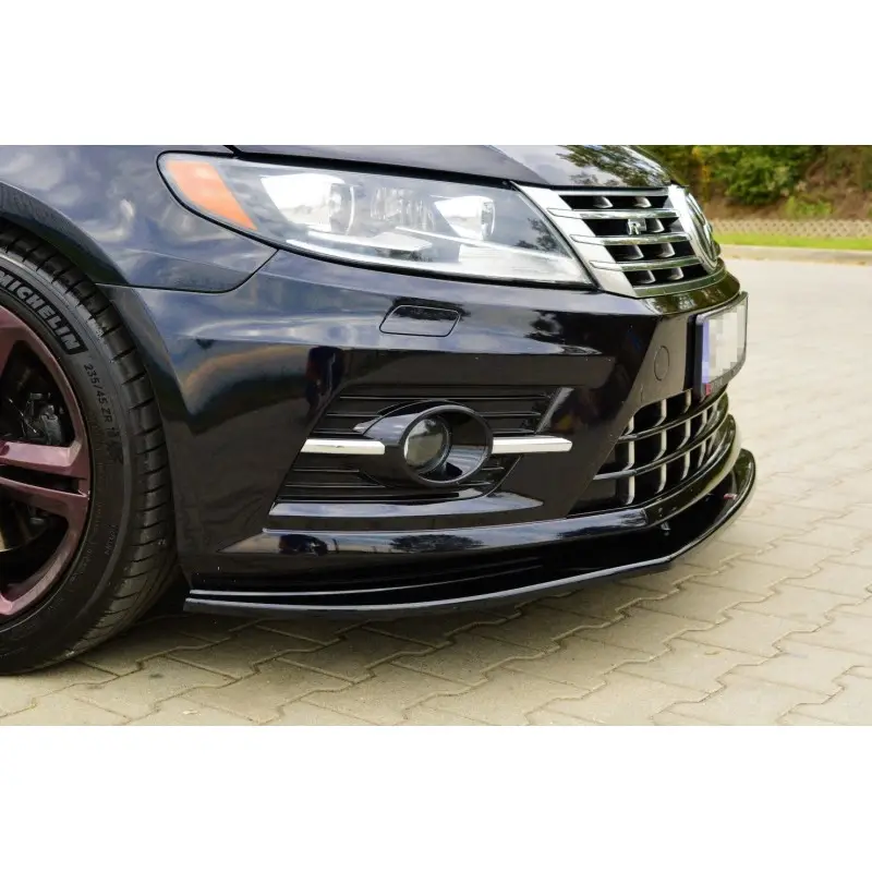 Offre Du Jour LAME DU PARE-CHOCS AVANT - SPLITTER VOLKSWAGEN CC R-LINE - MAXTON DESIGN - FINITION NOIR BRILLANT