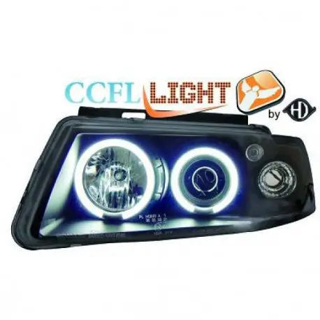 Nouvelle Collection SET DE DEUX PHARES AVANT ANGEL EYES BLANC AU CCFL À FOND NOIR POUR TOUTES VW PASSAT 3B (96-00) + CLIGNOTANT