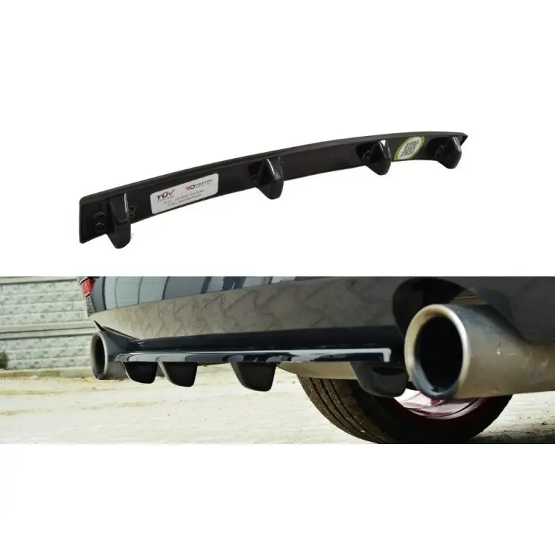 Marque CENTRAL ARRIÈRE SPLITTER BMW 4 F32 M-PACK (AVEC BARRES VERTICALES) - MAXTON DESIGN - FINITION NOIR BRILLANT