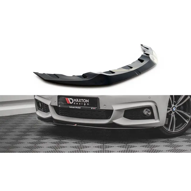 LAME DU PARE-CHOCS AVANT V.2 BMW 4 F32 M-PACK (GTS-LOOK) - MAXTON DESIGN - FINITION NOIR BRILLANT Prix Promo