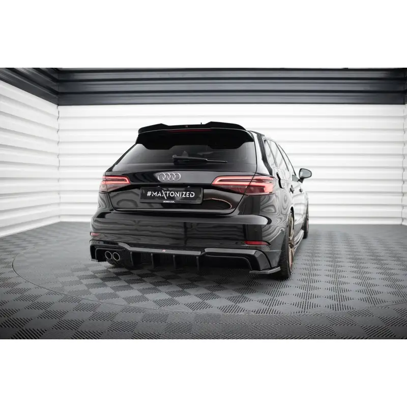 Diffuseur Arrière Complet Audi A3 S-Line Sportback 8V Facelift (Version avec double échappement d'un côté) - MAXTONDESIGN - FINITION NOIR BRILLANT Soldes
