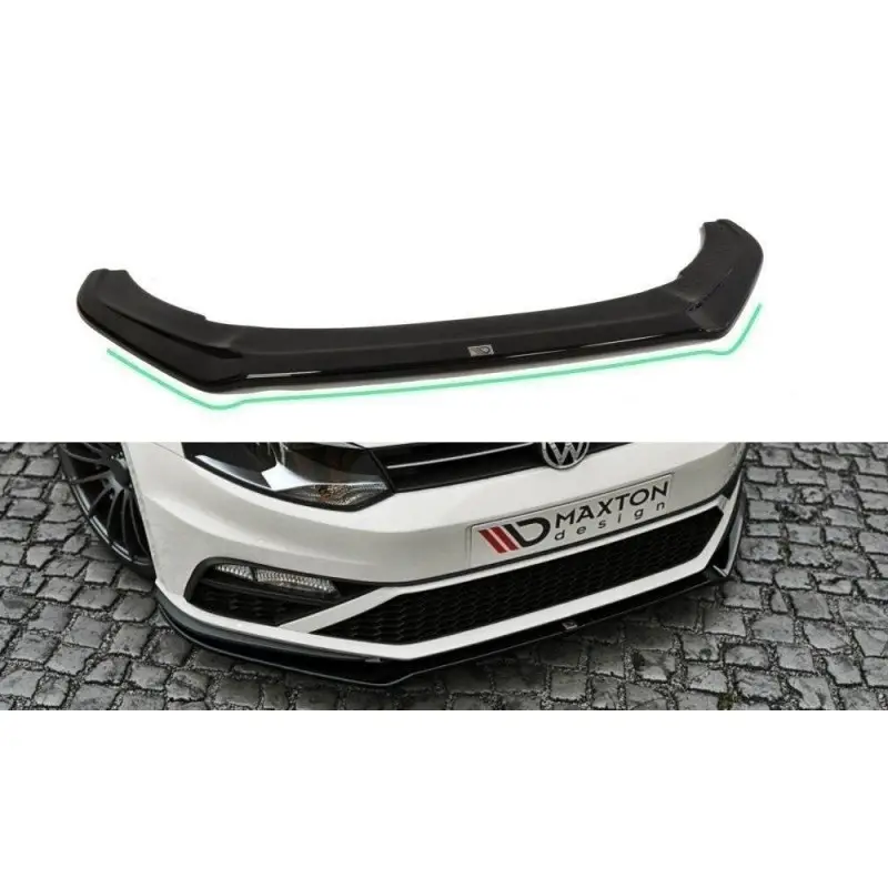 Offre Limitée LAME DU PARE-CHOCS AVANT V.2 VW POLO MK5 GTI (APRES FACELIFT) - MAXTON DESIGN - FINITION NOIR BRILLANT