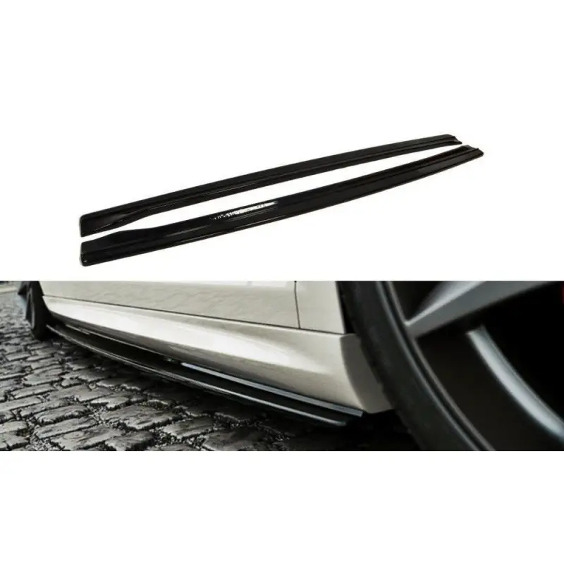 Offre Spéciale RAJOUTS DES BAS DE CAISSE POUR VW PASSAT CC R36 RLINE (AVANT FACELIFT) - MAXTON DESIGN - FINITION NOIR BRILLANT