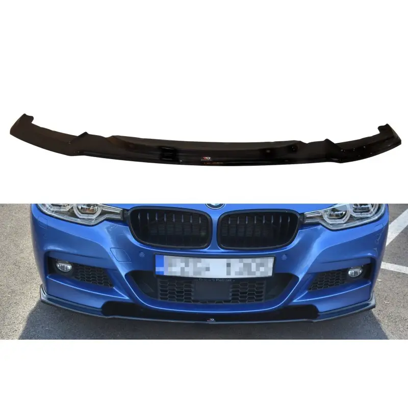 LAME DU PARE-CHOCS AVANT - SPLITTER BMW 3-SERIES F30 FL SEDAN M-SPORT - MAXTON DESIGN - FINITION NOIR BRILLANT Dernier Modèle