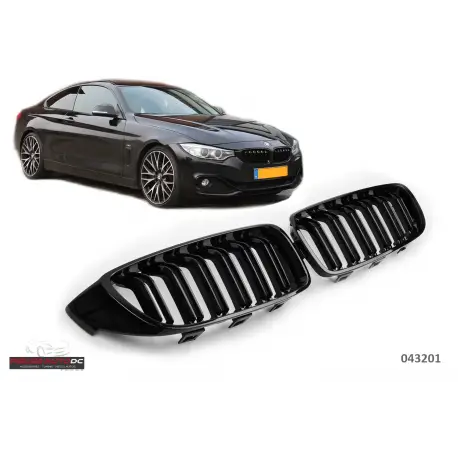 Prix Réduit CALANDRE DOUBLE LIGNES LOOK M4 NOIR BRILLANT POUR BMW SERIE 4F32 F33 F36 (14-19)