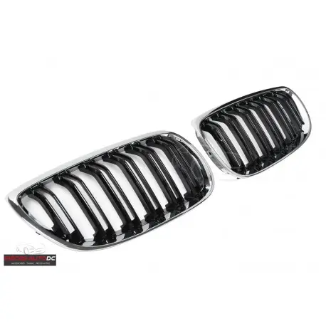 CALANDRE DOUBLE LIGNES LOOK M3 NOIR BRILLANT - CONTOUR CHOME POUR BMW E92 E93 (06-10) Meilleure Vente