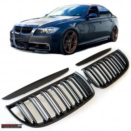 CALANDRE DOUBLE LIGNES LOOK M3 NOIR MATT POUR BMW SÉRIE 3 TYPE E90 (BERLINE) ET E91 (TOURING)(05-08) Prix Cassé