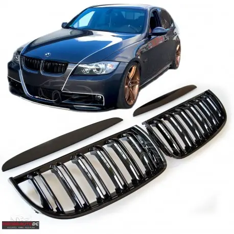 Acheter Direct CALANDRE DOUBLE LIGNES LOOK M3 NOIR BRILLANT POUR BMW SÉRIE 3 TYPE E90 (BERLINE) ET E91 (TOURING) (05-08)