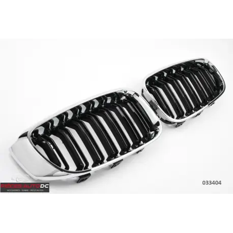 CALANDRE DOUBLE LIGNES LOOK M3 NOIR BRILLANT - CONTOUR CHROME POUR BMW SERIE 3 GTF34 GT (13-18) Livraison Express