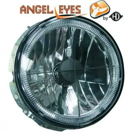SET DE DEUX PHARES AVANT ANGEL EYES FOND NOIR VW GOLF 1 (74-83) - H4 Super Prix