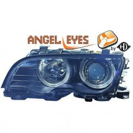 Usine Directe SET DE DEUX PHARES ANGEL EYES À FOND NOIR BMW E46 COUPÉ - CABRIO (99-03) - PHASE 1