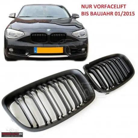 Prix Promo SET DE CALANDRE LOOK M DOUBLES LIGNES NOIR MATT POUR BMW SERIE 1 F20 F21 LCI (15-19)