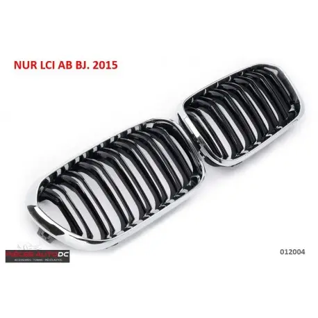 SET DE CALANDRE LOOK M DOUBLES LIGNES NOIR BILLANT - CONTOUR CHROMEPOUR BMW SERIE 1 F20 F21 LCI (15-19) Acheter Direct