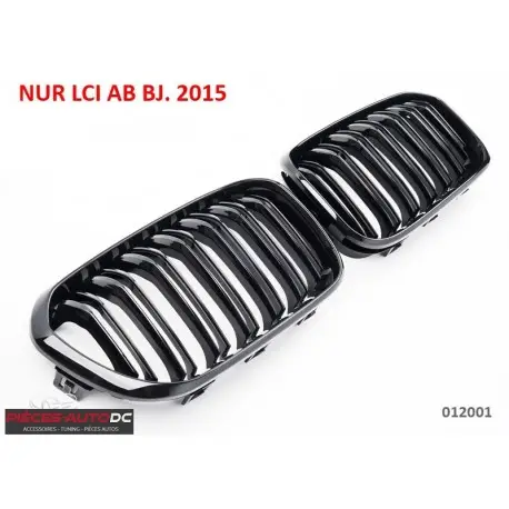 Commander Maintenant SET DE CALANDRE LOOK M DOUBLES LIGNES NOIR BRILLANT POUR BMW SERIE 1 F20 F21 LCI (15-19)