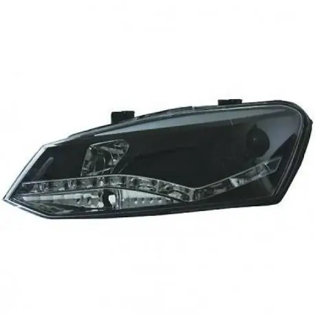 SET DE DEUX PHARES AVANT DESIGN À LED FOND NOIR POUR TOUTES VW POLO 6R (09-14) - H7/H1 Remise