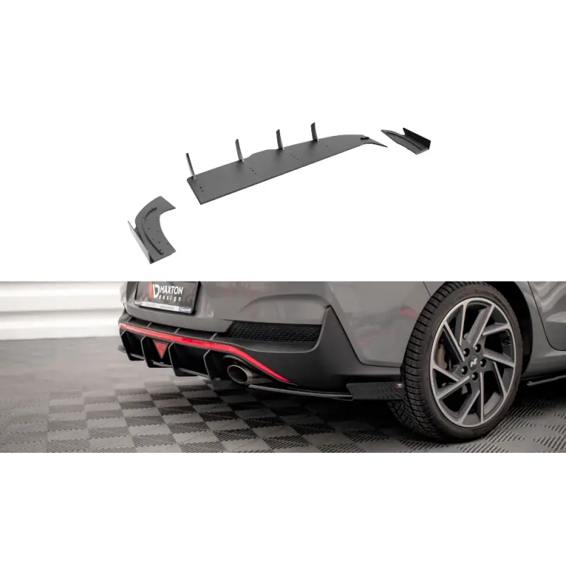 Offre Limitée STREET PRO LAME DU PARE CHOCS ARRIERE + FLAPS HYUNDAI I30 FASTBACK N-LINE MK3 FACELIFT - MAXTONDESIGN