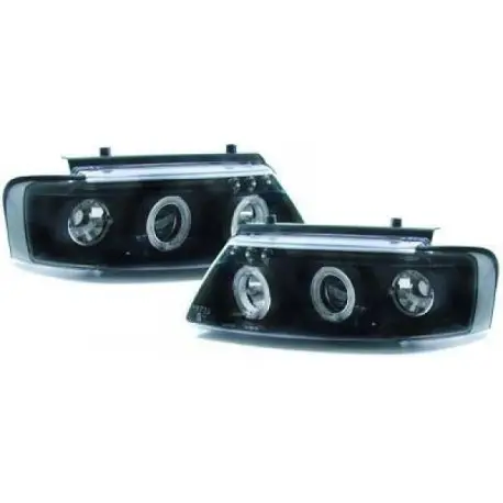 Populaire SET DE DEUX PHARES AVANT ANGEL EYES & LED À FOND NOIR POUR TOUTES VW PASSAT 3B (96-00) & CLIGNOTANT
