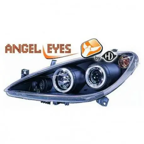 Remise SET DE DEUX PHARES AVANT DESIGN ANGEL EYES PEUGEOT 307 (01-05) - NOIR - AVEC ANTIBROUILLARD - H1&H1&H7