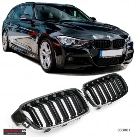 CALANDRE DOUBLE LIGNES LOOK M3 NOIR BRILLANT POUR BMW SERIE3F30 F31 (11-19) Nouveauté