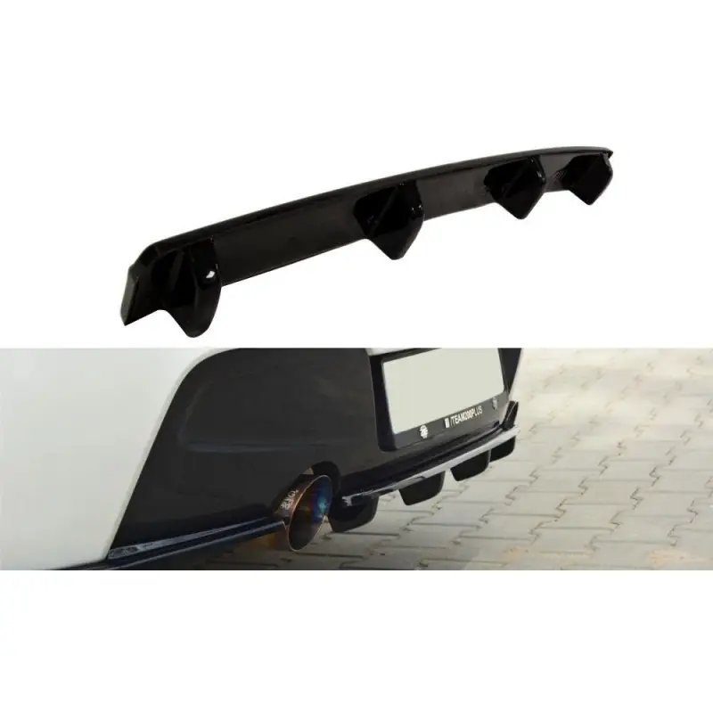 Nouveauté CENTRAL ARRIÈRE SPLITTER BMW 1 F20-F21 M-POWER (AVEC BARRES VERTICALES) - MAXTON DESIGN - FINITION NOIR BRILLANT
