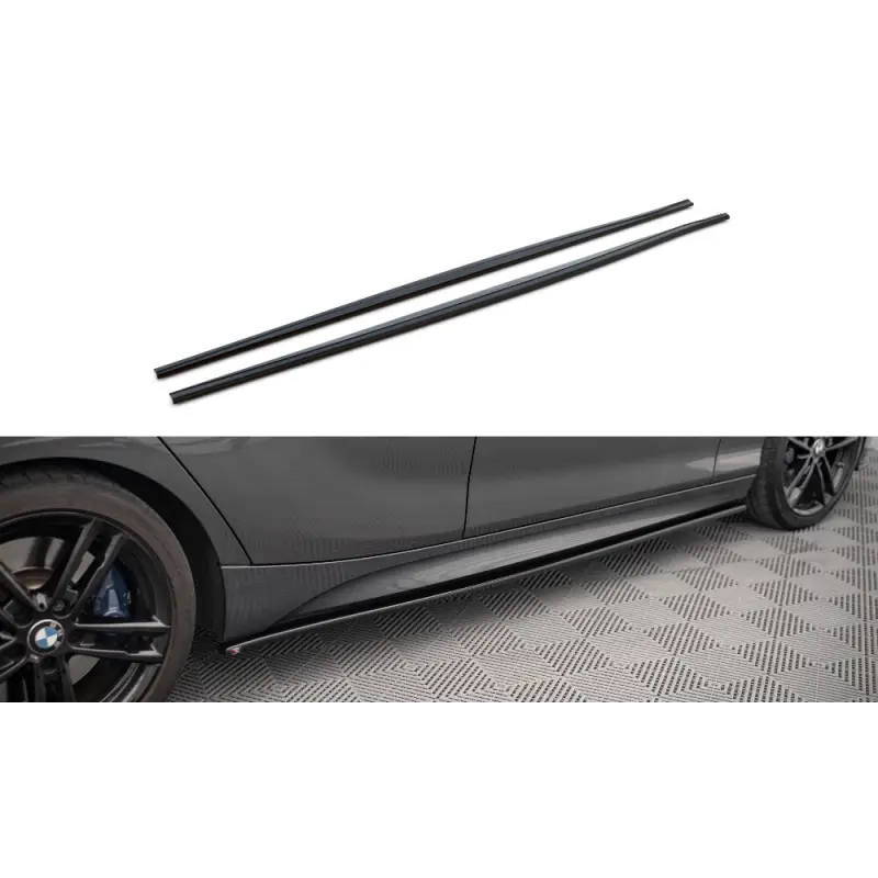 Usine Directe RAJOUTS DES BAS DE CAISSE POUR BMW 1 F20-F21 M-POWER (APRES FACELIFT) - MAXTON DESIGN - FINITION NOIR BRILLANT