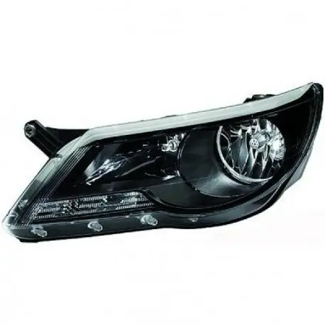 SET 2 PHARES AVANT DESIGN À FOND NOIR VW TIGUAN (07-11) SANS XÉNON D'ORIGINE - H7/H7 - HELLA - LOOK R-LINE Solde