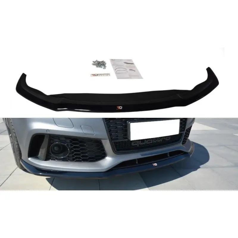 Satisfait Ou Remboursé LAME DU PARE-CHOCS AVANT V.2 AUDI RS7 C7 FL - MAXTON DESIGN - FINITION NOIR BRILLANT