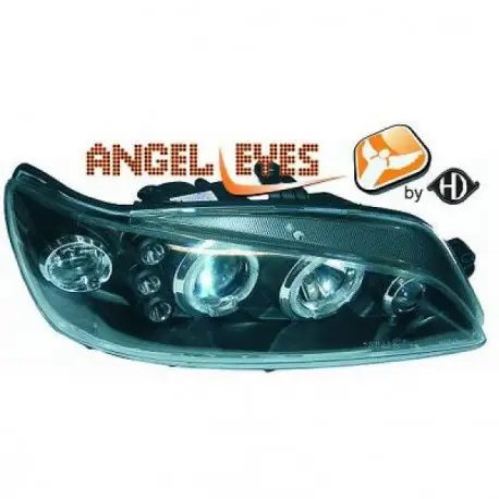 SET DE DEUX PHARES AVANT ANGEL EYES PEUGEOT 306 (97-01) - MOD 1 - NOIR - H1&H1 Dernière Chance