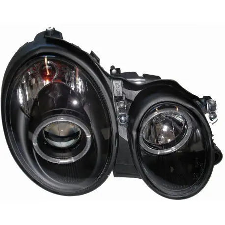 SET DE PHARES AVANT DESIGN ANGEL EYES MERCEDES CLASSE CLK W208 (97-02) - H1/H1 - TRANSPARENT/NOIR - MOD 1 Seulement Aujourd’hui