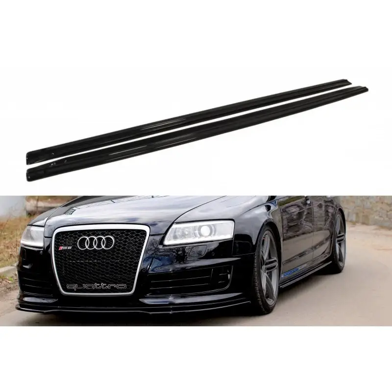 RAJOUTS DES BAS DE CAISSE POUR AUDI RS6 C6 - MAXTON DESIGN - FINITION NOIR BRILLANT Authentique