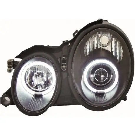 SET DE 2 PHARES AVANT DESIGN ANGEL EYES CCFL MERCEDES CLASSE CLK W208 (97-02) - H1/H1 - TRANSPARENT/NOIR - MOD 1 Marque