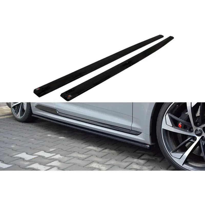 Nouvel Arrivage SET DES DIFFUSEUR DES BAS DE CAISSE AUDI RS5 F5 COUPE - MAXTON DESIGN - FINITION NOIR BRILLANT