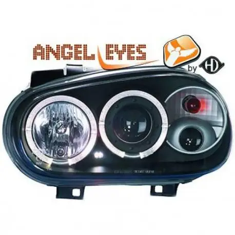 Seulement Aujourd’hui SET DE DEUX PHARES AVANT ANGEL EYES - NOIR VW GOLF 4 - IV (97-03) - MOD 1