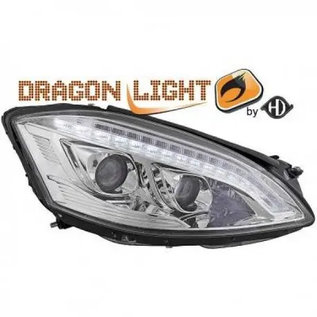 SET DE PHARES AVANT DESIGN A LED POUR MERCEDES CLASSE S W221 (05-09) AVEC XENON D'ORIGINE - CHROME Réduction