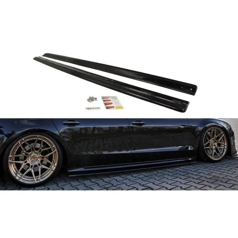 Offre Exclusive RAJOUTS DES BAS DE CAISSE POUR AUDI S8 D4 FL - MAXTON DESIGN - FINITION NOIR BRILLANT