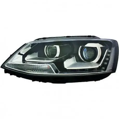 Jusqu’à Épuisement Des Stocks SET DE DEUX PHARES AVANT LOOK XENON D'ORIGINE À LED FOND NOIR POUR TOUTES VW JETTA (11-16) H7