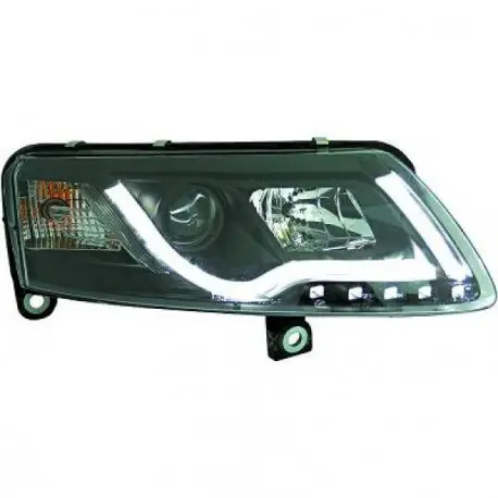 Jusqu’à Épuisement Des Stocks SET DE DEUX PHARES AVANT XENON DESIGN AUDI A6 (04-08) - R87 - TUBE DESIGN - D2S&H1 - AVEC REGLAGE HAUTEUR - NOIR - XENON