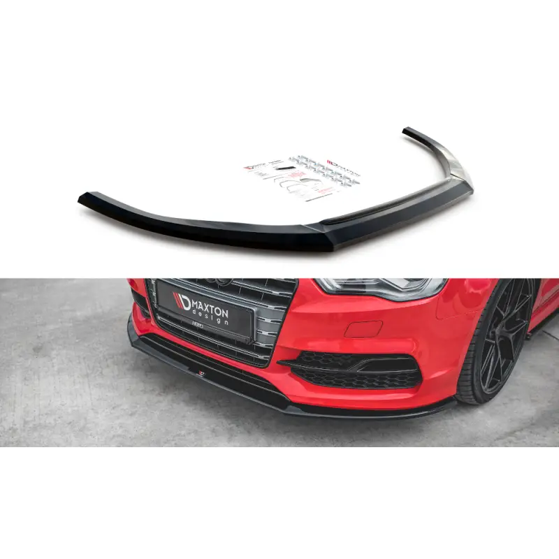 LAME DU PARE-CHOCS AVANT AUDI S3 - A3 S-LINE 8V SEDAN - CABRIO - MAXTON DESIGN - FINITION NOIR BRILLANT Expédition Rapide