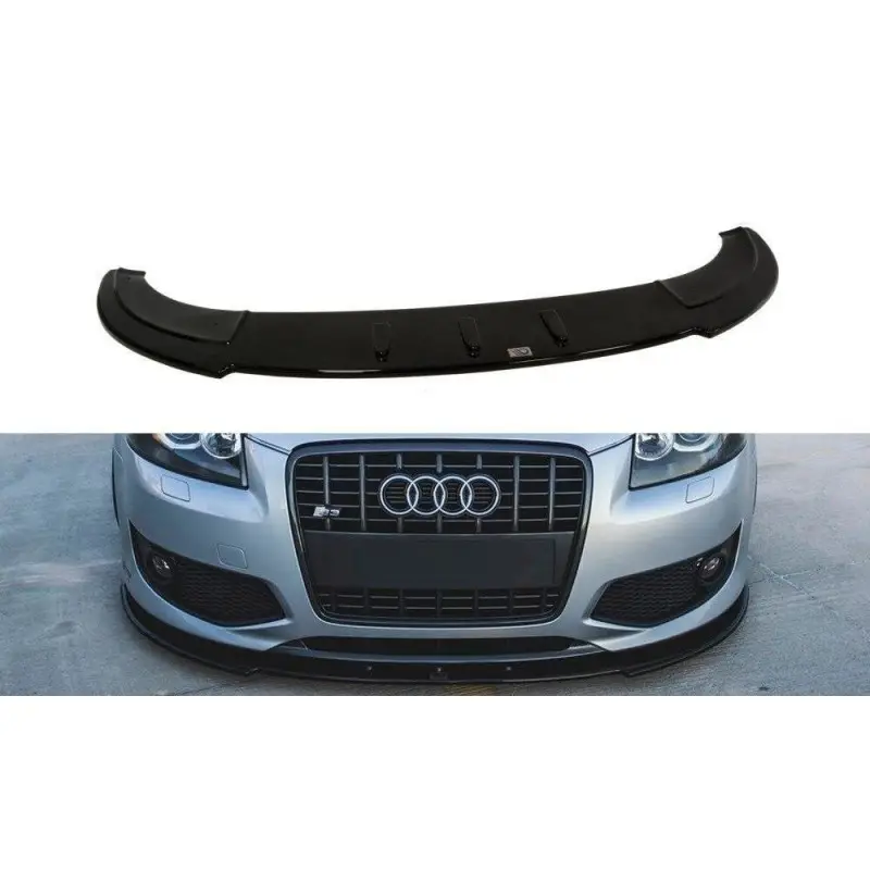 Seulement Aujourd’hui LAME DU PARE-CHOCS AVANT AUDI S3 8P - MAXTON DESIGN - FINITION NOIR BRILLANT