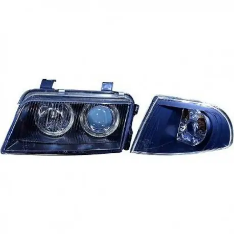 SET DE PHARES AVANT DESIGN ANGEL EYES POUR AUDI A4 (94-98) - NOIR - AVEC CLIGNOTANT Vente Flash