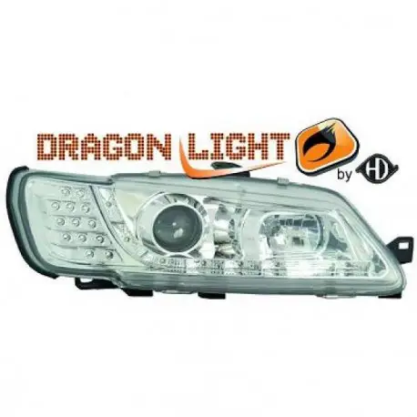 Prix Cassé SET DE DEUX PHARES AVANT A LED DESIGN PEUGEOT 306 (97-01) - MOD 1 - CHROME - H1&H1 - AVEC CLIGNOTANT LED