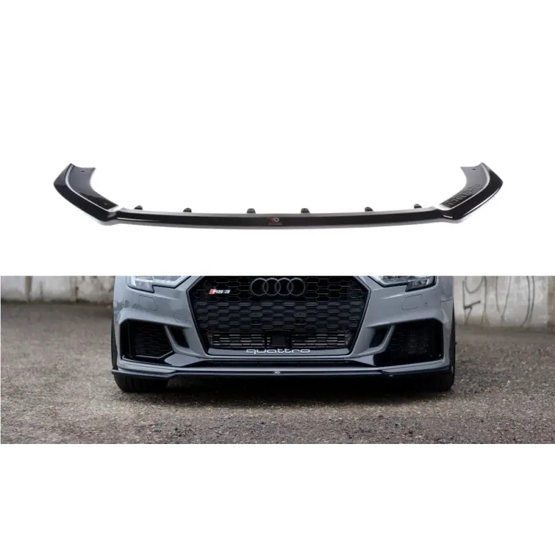 LAME DU PARE-CHOCS AVANT - SPLITTER V.2 AUDI RS3 8V FL SEDAN - MAXTON DESIGN - FINITION NOIR BRILLANT Produit De Marque