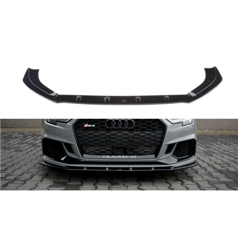 Haute Qualité LAME DU PARE-CHOCS AVANT - SPLITTER V.1 AUDI RS3 8V FL SEDAN - MAXTON DESIGN - FINITION NOIR BRILLANT