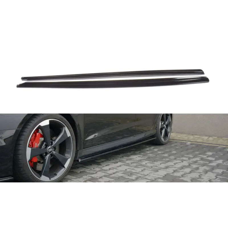 Meilleure Vente SET DES DIFFUSEUR DES BAS DE CAISSE AUDI RS3 8V FL SEDAN - MAXTON DESIGN - FINITION NOIR BRILLANT