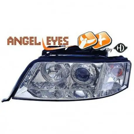 SET DE DEUX PHARES AVANT DESIGN AUDI A6 (97-01) - MOD 1 - H7&H7 - AVEC REGLAGE HAUTEUR - CHROME Must-Have