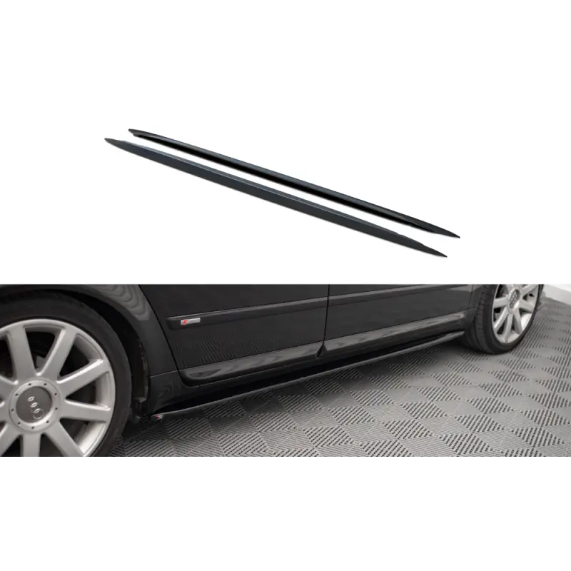 RAJOUTS DES BAS DE CAISSE POUR AUDI S4 - A4 - A4 S-LINE B6 - B7- MAXTON DESIGN - FINITION NOIR BRILLANT Dernier Modèle