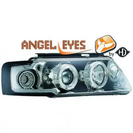 Achetez Aujourd’hui SET DE DEUX PHARES AVANT ANGEL EYES À FOND CHROME POUR TOUTES VW PASSAT 3B (96-00) & CLIGNOTANT