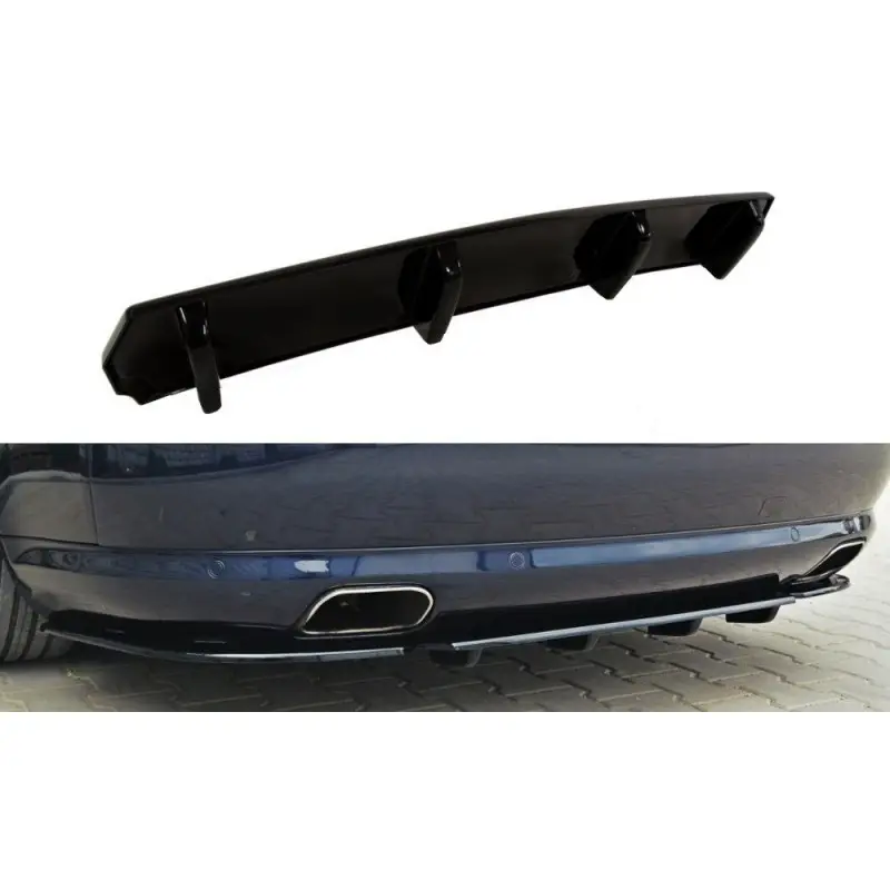 CENTRAL ARRIÈRE SPLITTER AUDI S8 D3 (AVEC UNE BARRE VERTICALE) - MAXTON DESIGN - FINITION NOIR BRILLANT Must-Have