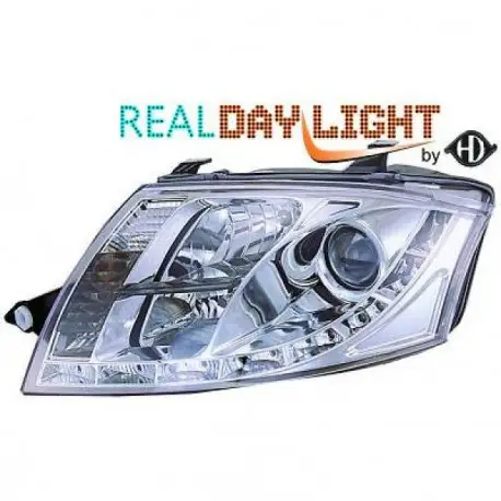 SET DE DEUX PHARES AVANT DESIGN AUDI TT (98-05) - MOD 2 - R87 - H7&H1 - AVEC REGLAGE HAUTEUR - CHROME - 10 PIN Jusqu’à Épuisement Des Stocks
