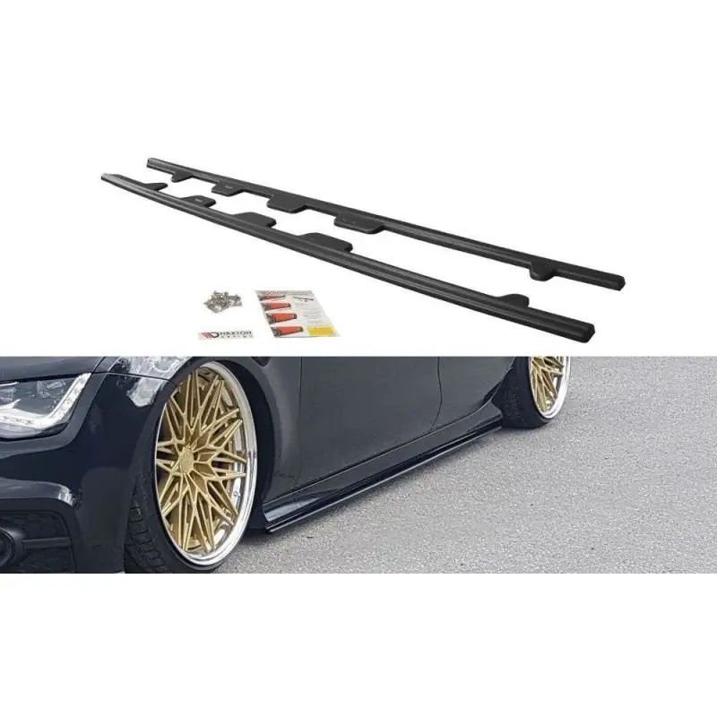 Haute Qualité RAJOUTS DES BAS DE CAISSE POUR AUDI S7 - A7 S-LINE C7 - MAXTON DESIGN - FINITION NOIR BRILLANT